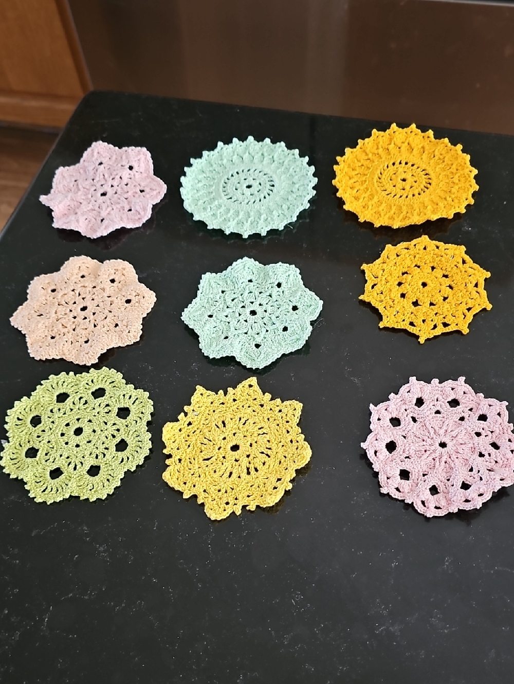 Handmade Crochet Doilies - Pastel Pink, Mint, Yellow, Lime